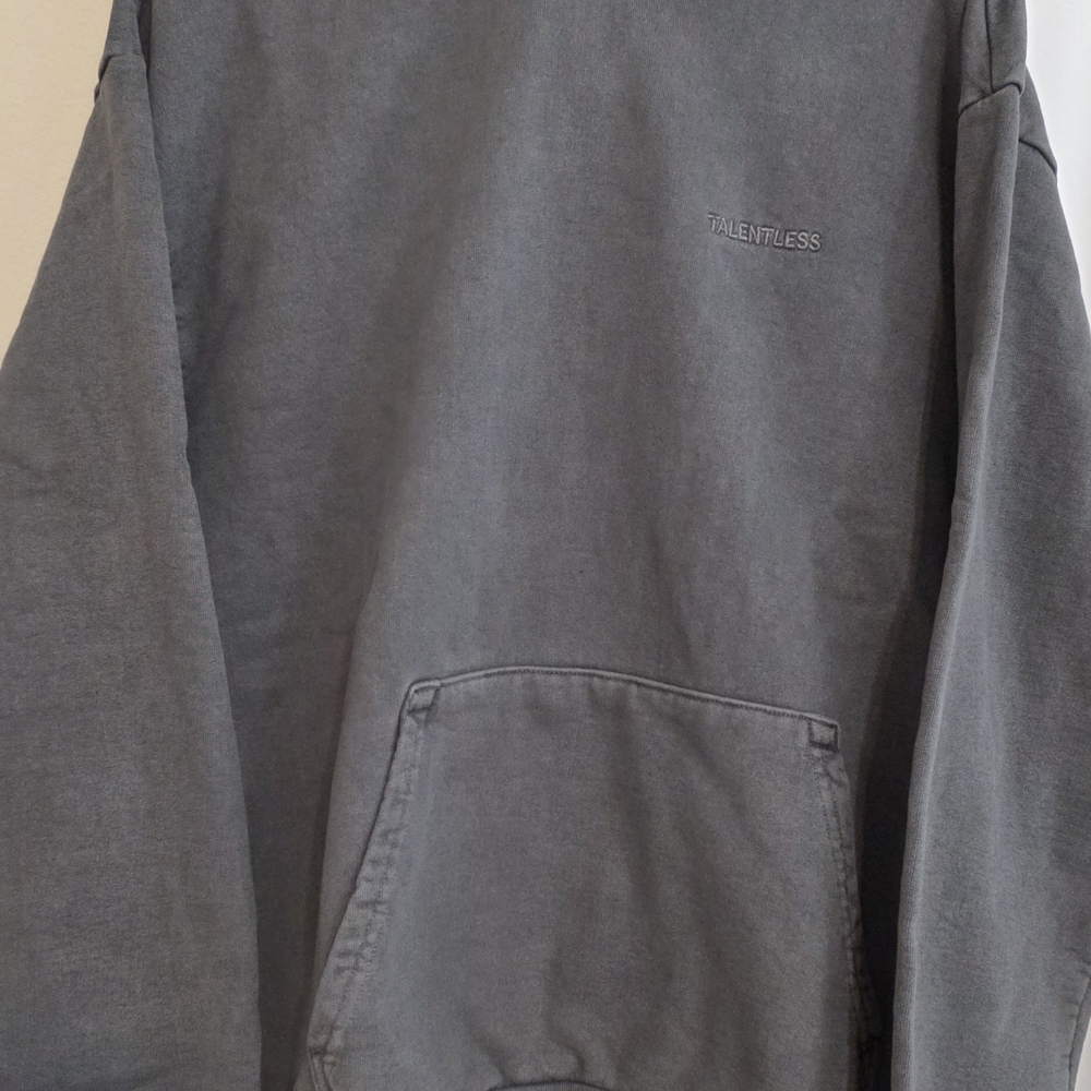 TALENTLESS Men's Hooded Pullover Hoodie Gray Larg Fleece Cotton Logo Pockets NEW